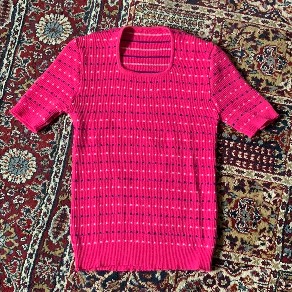Pink dotted vintage short sleeved sweater size s